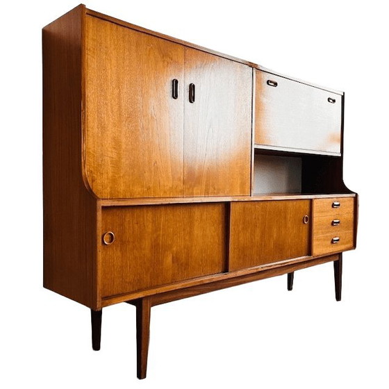 Image 1 of Vintage Mid-century Deens design highboard kast vintage teak 1960's