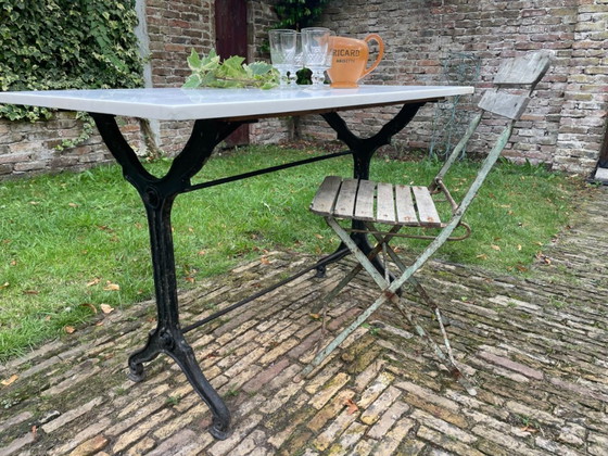Tuintafel Bistrotafel Met Marmer Frans Antiek Frans – Marble, Wood (photo 17 of 17)