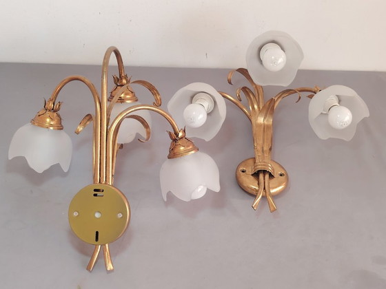 Image 1 of Vintage wandlamp (met wandarm) in Italiaanse Florentijnse stijl, gemaakt van smeedijzer.