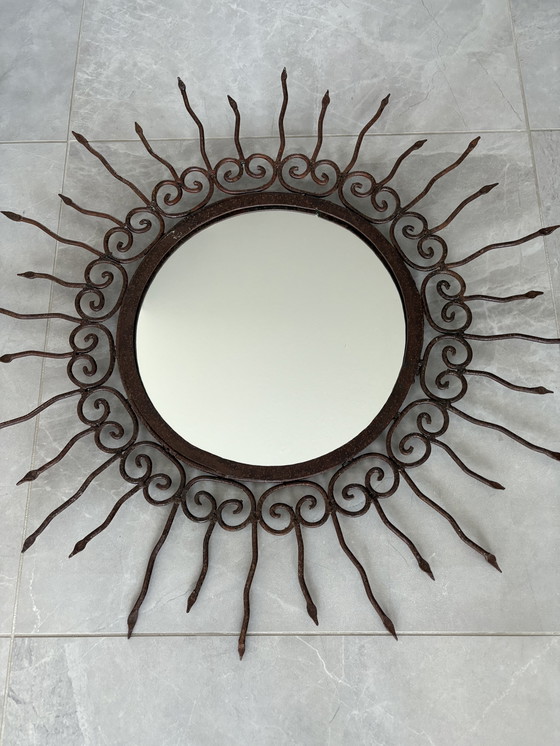 Image 1 of Smeedijzer zonspiegel vintage 