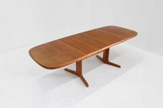 Image 1 of Vintage Danish oval extendable dining table teak by Johs. Kristoffersen & Son