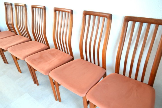6 x chaises de salle à manger vintage danoises Kai Kristiansen – Schou Andersen, Velours, Bois (photo 3 of 13)