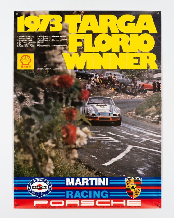 Image 1 of Winnaar Targa Florio – 1973 – Originele vintage Porsche-poster van Atelier Strenger – Vintage – 102x76 cm