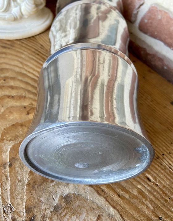 Vintage vaas van gegoten aluminium met bamboemotief – jaren 80 – Vazen (photo 4 of 5)