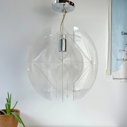 Lampada a Sospensione Geometrica in Acrilico e Nylon - Lampadario di Design
