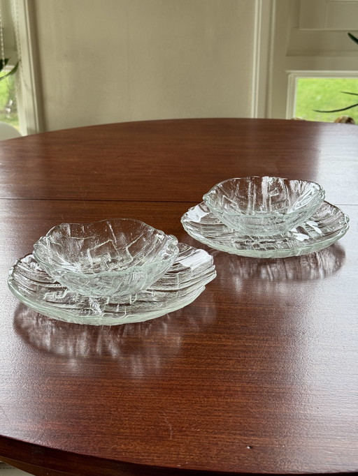 Set vintage Sklo Union 'Mesto' - design brutaliste en verre tchèque par Václav Zajíc 1970