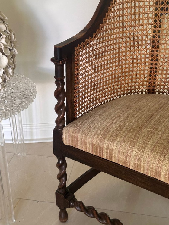 Image 1 of Poltrona bergère con struttura a rete, sedia da ufficio antica