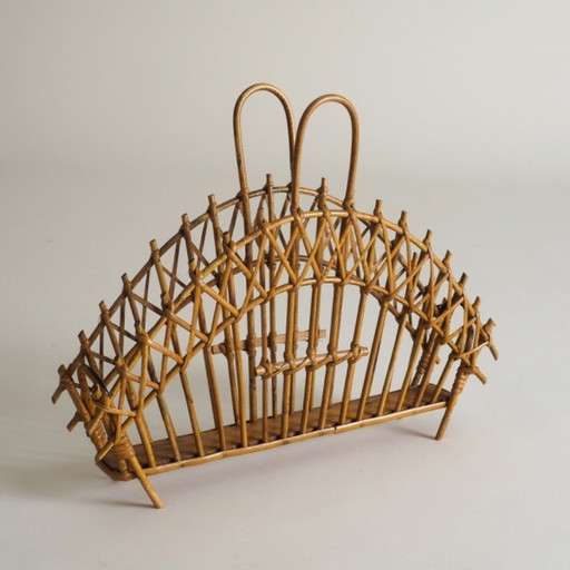 Mid Century Rattan Magazine Holder