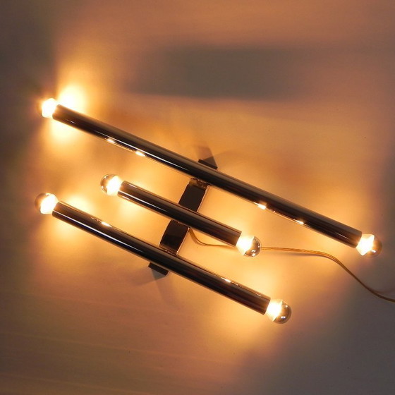 Image 1 of TeDe light wall lamp with 3 chrome cylinders, 1970s