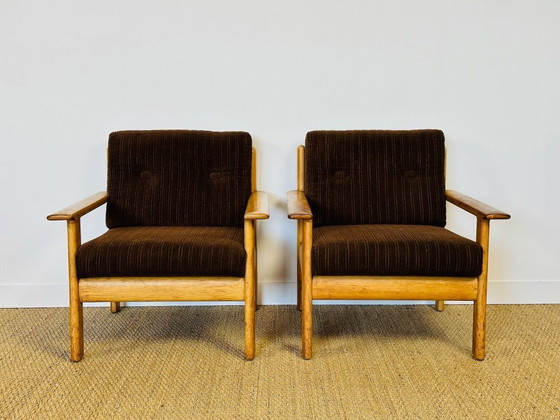 Image 1 of Ensemble de Salon modulable Vintage en Chêne et Velours Côtelé, 1960s, Set de 5