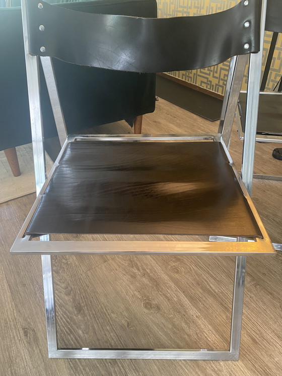 Image 1 of 4 (Four) Beautiful Vintage Folding Chairs, Model 'Elios', Designed By Fontoni & Geraci For Lübke in the 1970s