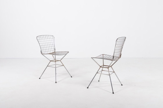 Image 1 of Coppia di sedie vintage di design italiano in filo d'acciaio degli anni '70.