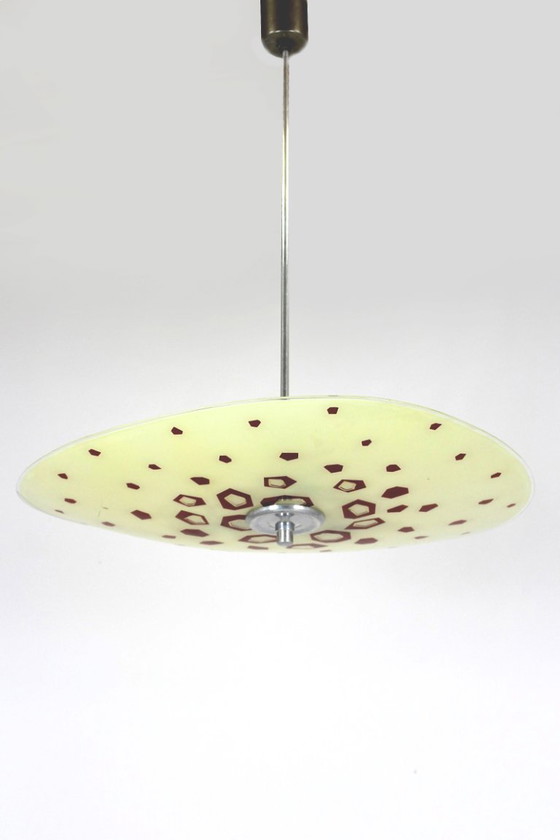Image 1 of Large Vintage Czechoslovakian Opaline Glass Pendant Lights, 1970s, Set of 2