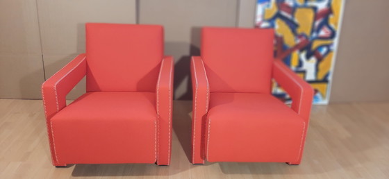 Image 1 of Cassina 2 Poltrona 637 Utrecht Nuova Mai Usata Lampo Rosso Lana 13L