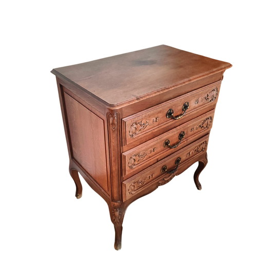 Commode chêne massif, style Louis XV rustique, années 60