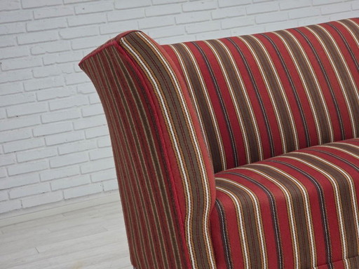 1960s Danish 2-Seater Sofa, Striped Red/Multicolor Furniture Wool