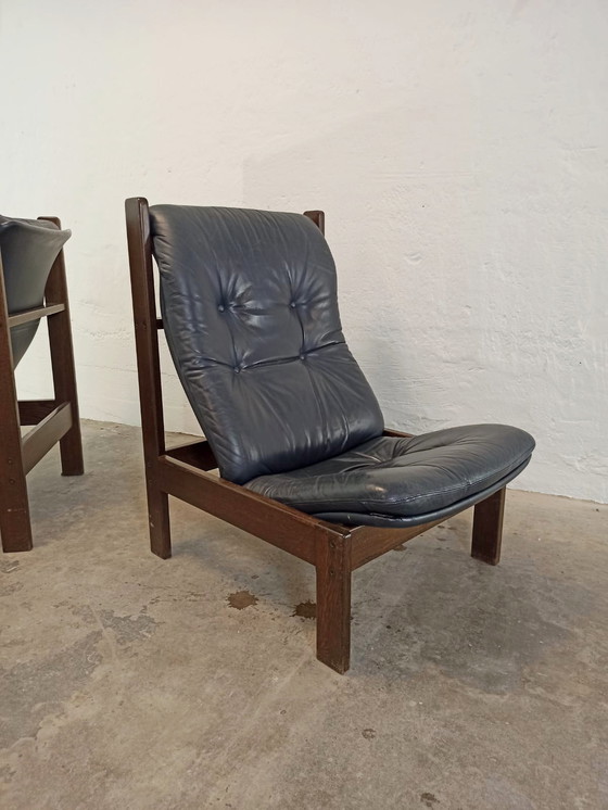 Image 1 of 2 sillones de cuero de mediados de siglo