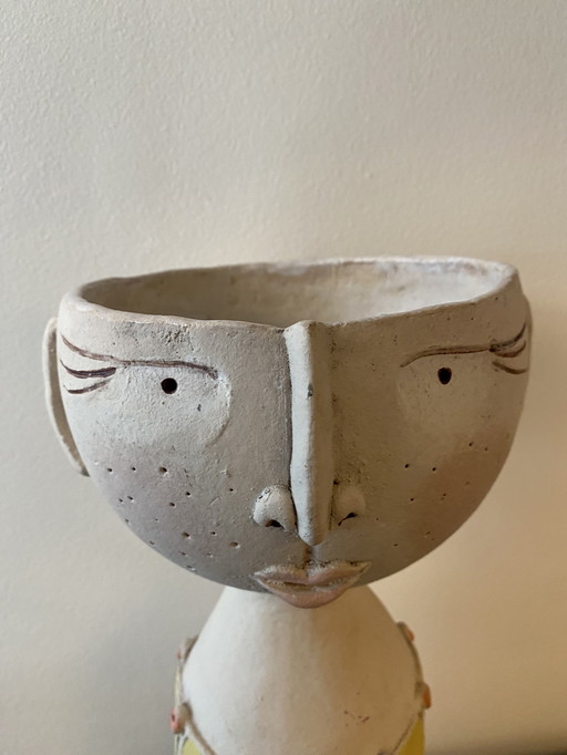 Sculpture Artisanale Vintage Naïve pour Plantes