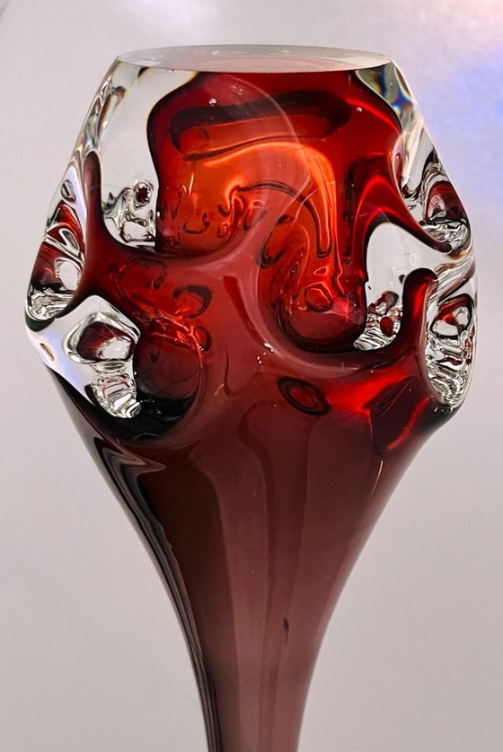 Image 1 of Retro sueco- Börne augustsson- Jarrón con huella digital - alto- rojo