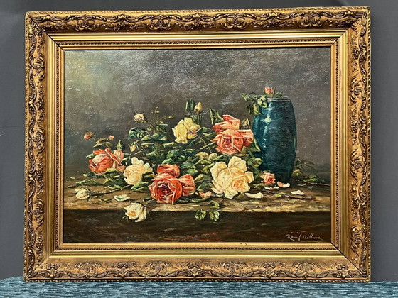 Raoul Delbové. Still life with roses. – Paintings & Drawings, Wood (photo 8 of 8)