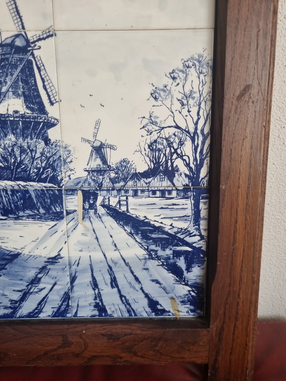 Image 1 of Paisaje azul de Delft con molino