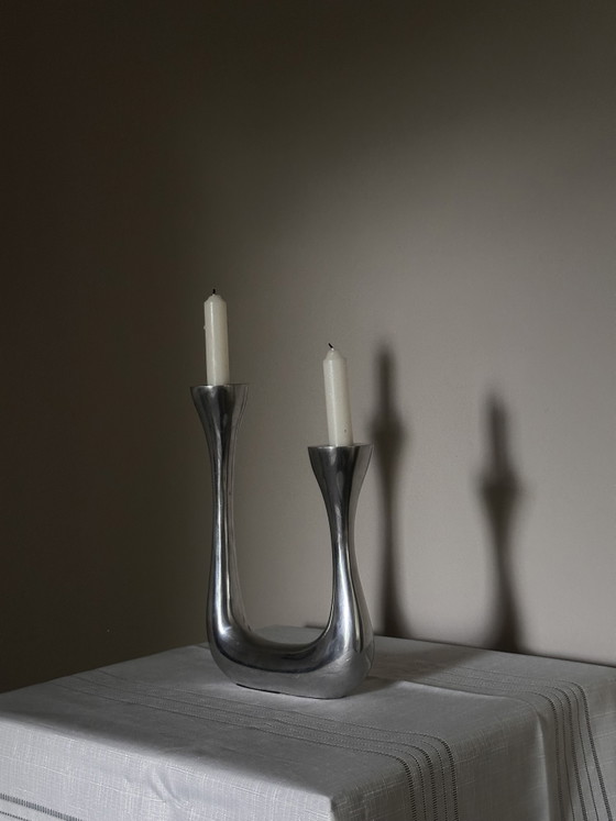Portacandele Brutalista Doppio Design Vintage – Metal, Aluminium (photo 5 of 5)