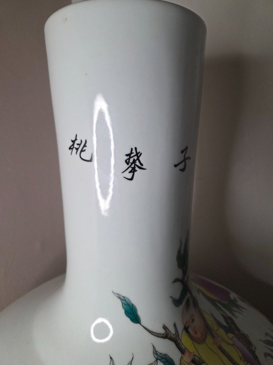 Chinese Tianqiuping Vase, 56 cm high, beautiful condition, Porcelain, Pink (photo 3 of 11)
