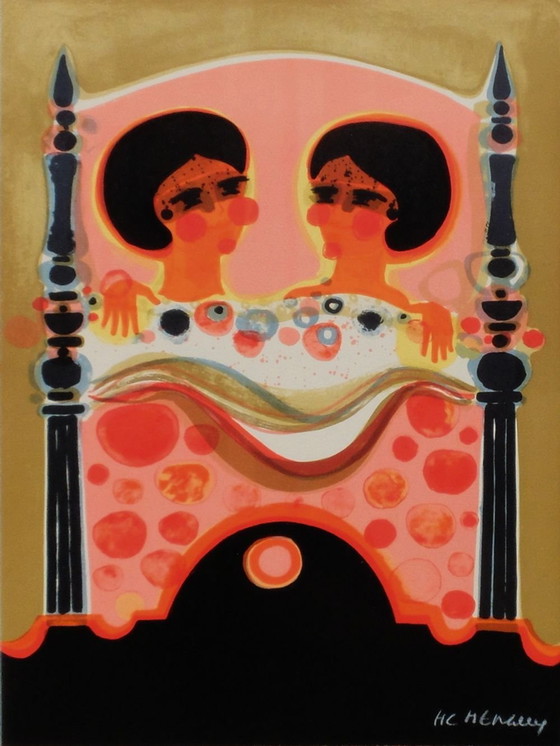 Image 1 of Frédéric MENGUY 1975 - Les Angéliques - la sieste Litografia firmata 1975