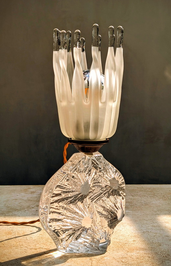 Image 1 of Daum France Crystal "Crater" Table Lamp