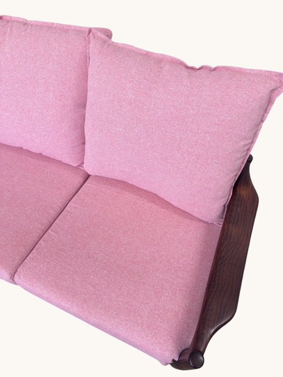 Danish Vintage 3-Seater Sofa With New Cushions – Textile, Wood (photo 5 of 11)