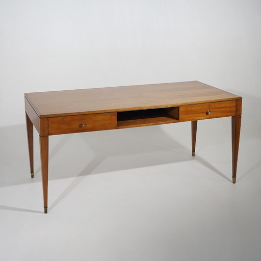 Schreibtisch aus Walnussholz mit Messingdetails, 1950er Jahre – bureau, Brass (photo 2 of 14)