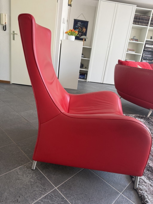 Poltrona di design in pelle de Sede DS-264 – Mathias Hoffmann – Rossa

