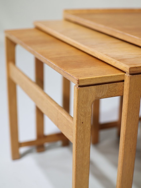 Image 1 of Nesting tables oak side tables Danish vintage