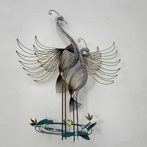 Curtis Jere Vintage Pauw Muurkunst Gesigneerd, 1970