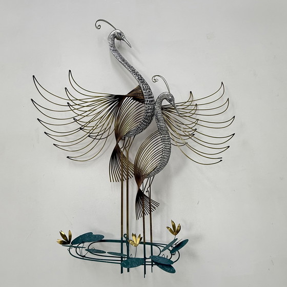 Image 1 of Curtis Jere Vintage Pauw Muurkunst Gesigneerd, 1970