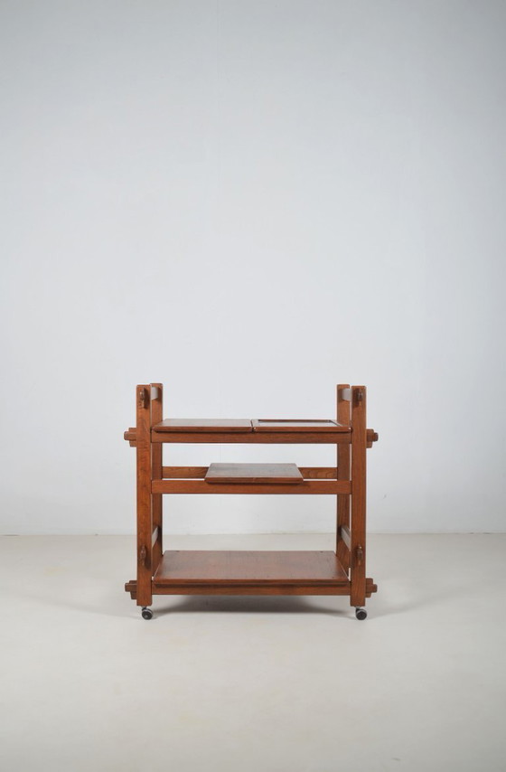 Image 1 of Brutalistischer Servierwagen mit austauschbaren Tabletts, 1970er Jahre