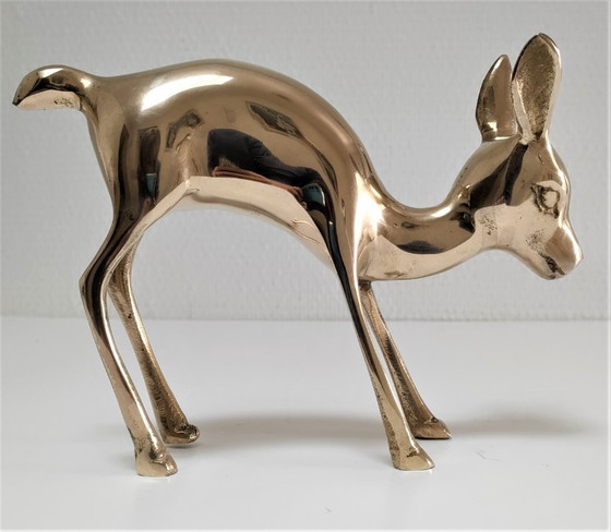 Image 1 of solid brass deer, 1980s