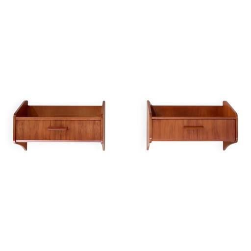 Set of two teak bedside tables by Uldum Mobelfabrik – Uldum Møbelfabrik, nachtkastjes, Scandinavian