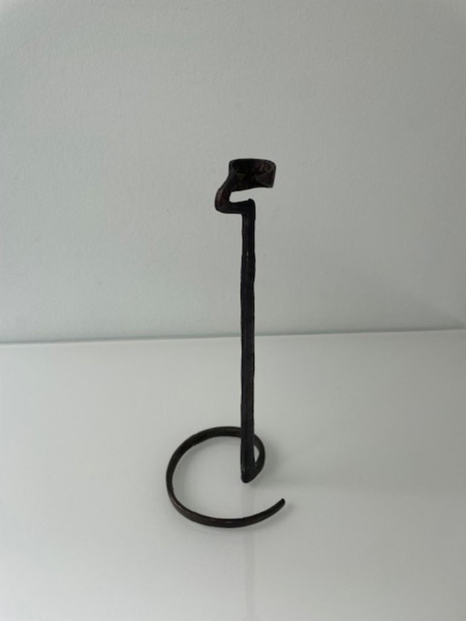 Brutalist wrought iron candlestick by Lance Cloutier (1980s)