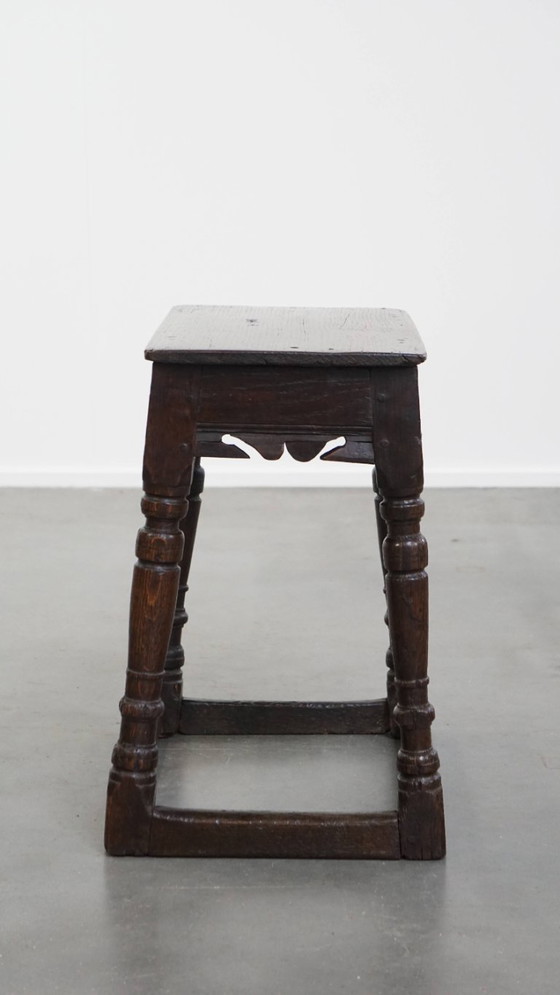 Image 1 of Antique English oak joint stool/ stool/ side table from the 17th century