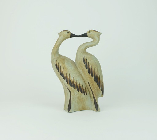 sgrafo mid century keramiek FIGURINE paar kraanvogels jaren 1970 modelnr. 1152