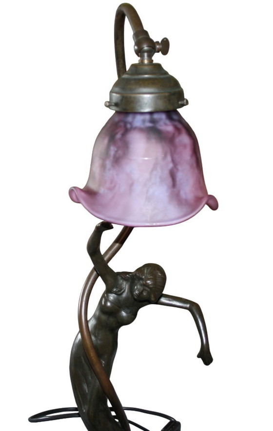 Signed bronze figural lamp in Art Nouveau/Art Deco style – Table lamps (photo 7 of 9)