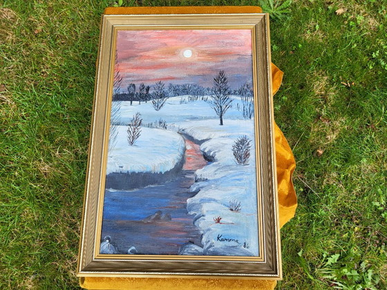 Original Winterlandschaft Ölgemälde – Gemälde & Zeichnungen, Leinwand (photo 2 of 8)
