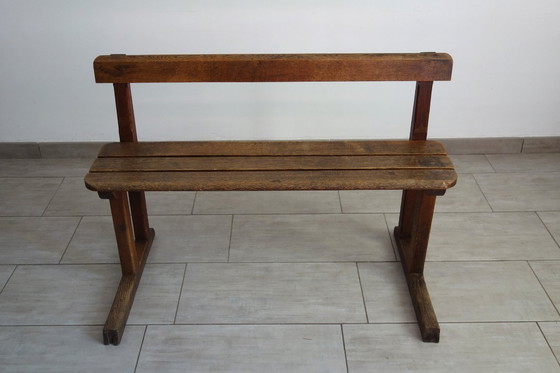 Image 1 of Rustic School Bench, 1950s