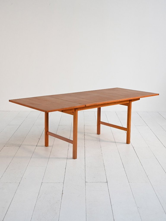 Image 1 of Table de salle à manger extensible scandinave en teck et chêne, années 1960