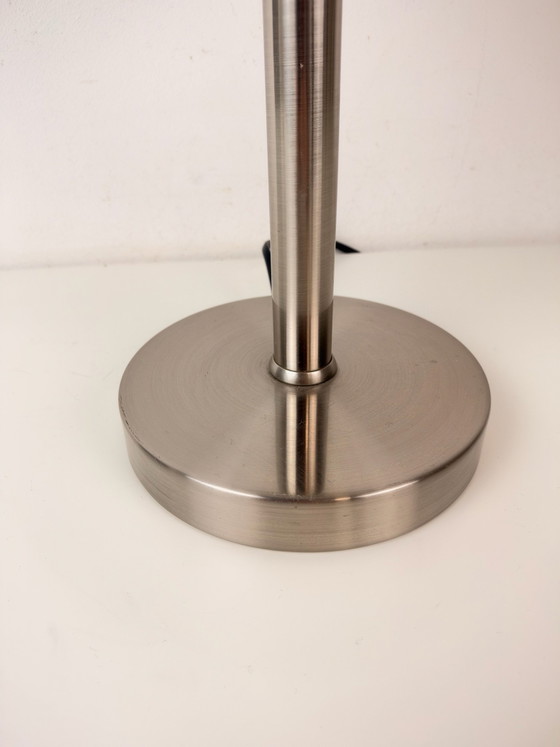 Bauhaus-Stil Tischlampe, geometrisches Design, Art Deco, Tischlampen, Aluminium, Glas, Silber (Foto 3 von 9)
