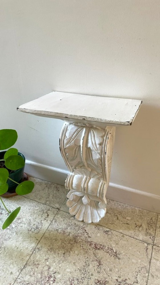 Patinated White Wall Console Shelf – Shelving unit, Wood (photo 28 of 35)