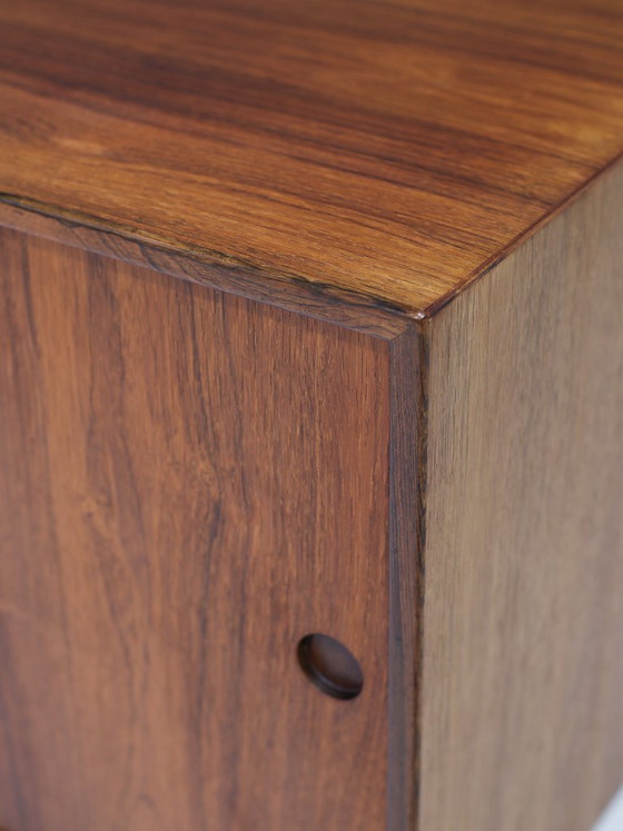 Image 1 of Lang dressoir lowboard palissander chroom vintage Deens