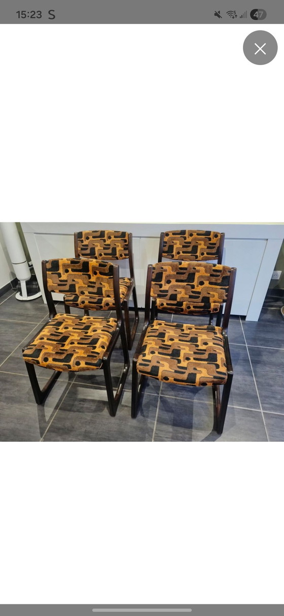 Image 1 of Juego de 4 sillas trineo Baumann, década de 1970

