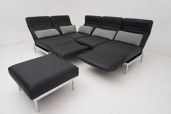 Image 1 of Sofá esquinero Rolf Benz Plura 380, sofá, taburete, cuero, negro